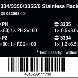 05032063001 3334/3350/3355/6 RACK SCREWDRIVER SET,STAINLESS