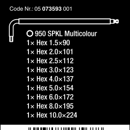 05073593001 950/9 HEX-PLUS MULTICOLOUR 1 L-KEY SET. METRIC, BLACKLASER